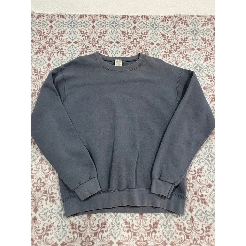 Vintage Cheetah Sweatshirt Mens Medium Blue Gray Blank Crewneck Made in USA 90s